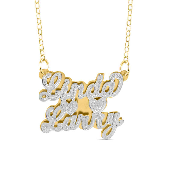 Uppercase Block Letter Charm Name Necklace in Sterling Silver with 14K Gold  Plate (1 Line)