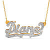 Thumbnail Image 0 of 1/10 CT. T.W. Diamond and Textured Scroll Name Necklace in Sterling Silver and 14K Gold Plate (1 Line)