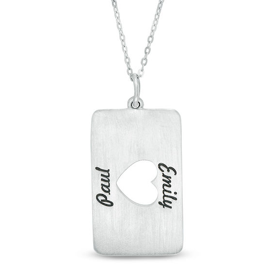 couples dog tag necklace with cut out heart