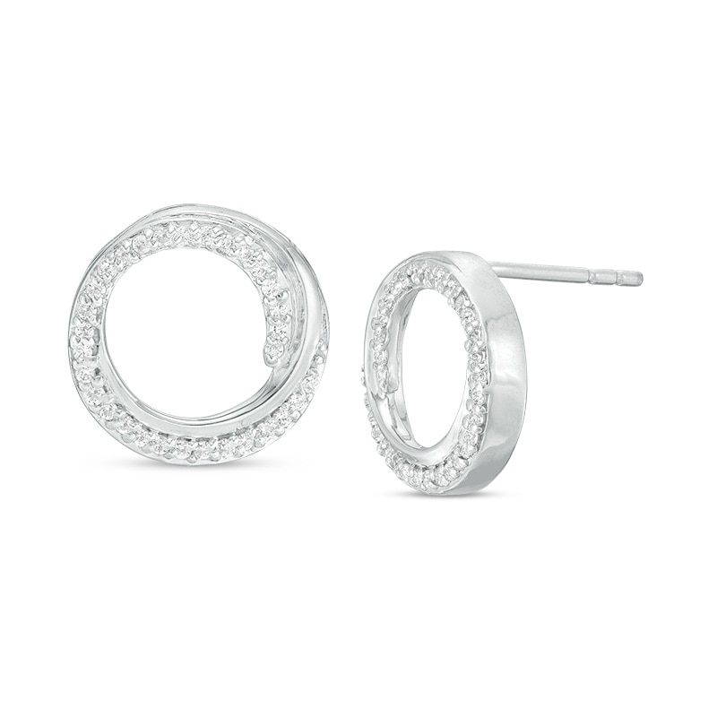 Main Image 1 of 1/6 CT. T.W. Diamond Swirl Circle Stud Earrings in Sterling Silver