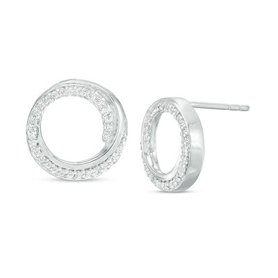 Petite Circle Stud Earrings Sterling Silver Jewelry Gift for Women Sparkle Texture