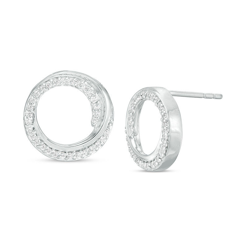 1/6 CT. T.W. Diamond Swirl Circle Stud Earrings in Sterling Silver