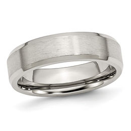 6.0mm Beveled Edge Comfort Fit Wedding Band in Stainless Steel