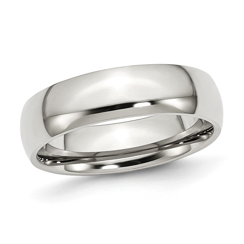 Men's 6.0mm Polished Comfort Fit Wedding Band in Stainless Steel | Zales