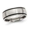 Thumbnail Image 1 of 8.0mm Black Accent Striped Brushed Wedding Band in Stainless Steel