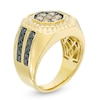 Thumbnail Image 2 of 1-1/2 CT. T.W. Hexagon Champagne Multi-Diamond with Black and White Diamond Frame Signet Ring in 10K Gold