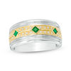 Thumbnail Image 1 of Square Emerald and 1/10 CT. T.W. Diamond Band in 10K Two-Tone Gold