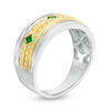 Thumbnail Image 2 of Square Emerald and 1/10 CT. T.W. Diamond Band in 10K Two-Tone Gold