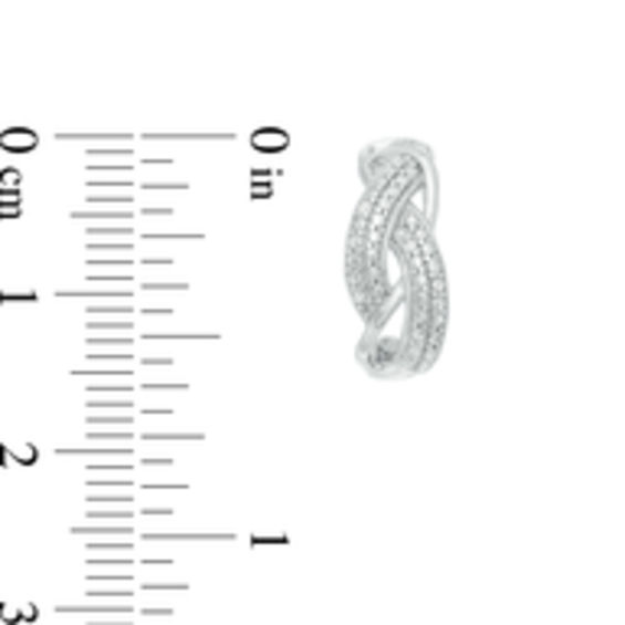 Diamond Accent Braided J-Hoop Earrings in Sterling Silver