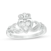 Thumbnail Image 1 of 1/5 CT. T.W. Diamond Claddagh Promise Ring in 10K White Gold
