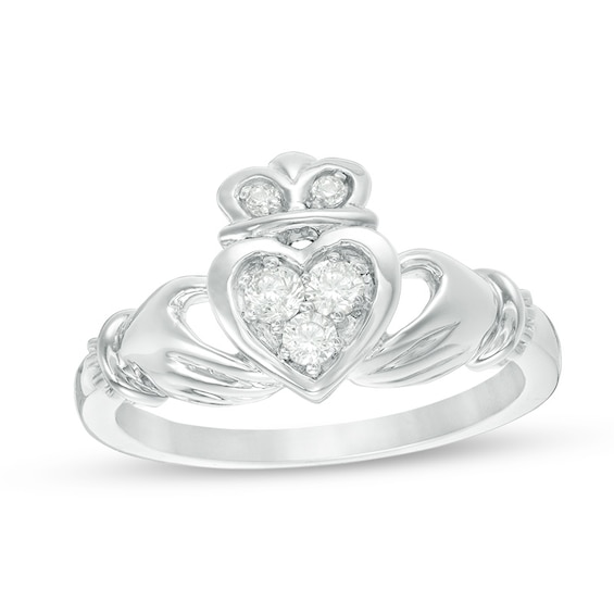 1/5 CT. T.w. Diamond Claddagh Promise Ring in 10K White Gold