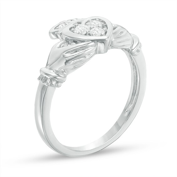 1/5 CT. T.w. Diamond Claddagh Promise Ring in 10K White Gold