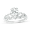 1/5 CT. T.W. Diamond Claddagh Promise Ring in 10K White Gold
