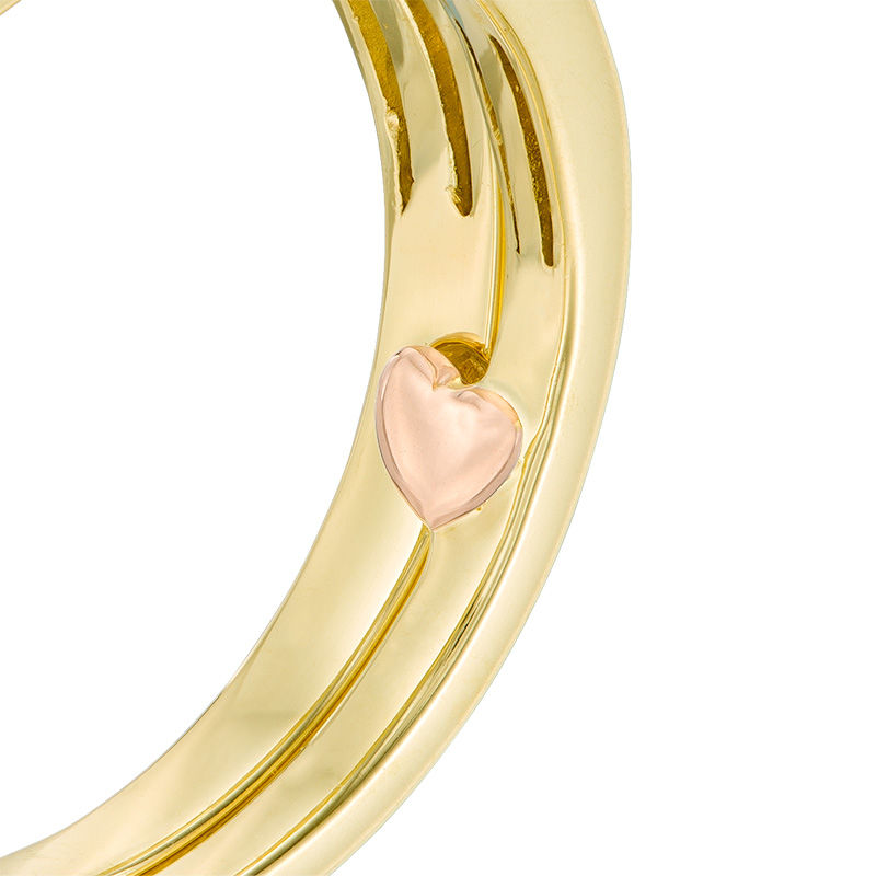 Main Image 4 of 1/2 CT. T.W. Diamond Cushion Frame Vintage-Style Interlocking Bridal Set in 10K Gold