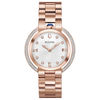Thumbnail Image 1 of Ladies’ Bulova Rubaiyat 1/5 CT. T.W. Diamond Rose-Tone Watch with Silver-White Dial (Model: 98R248)