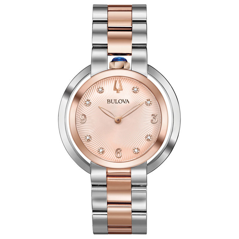 Main Image 1 of Ladies’ Bulova Rubaiyat Diamond Accent Two-Tone Watch with Rose-Tone Dial (Model: 98P174)