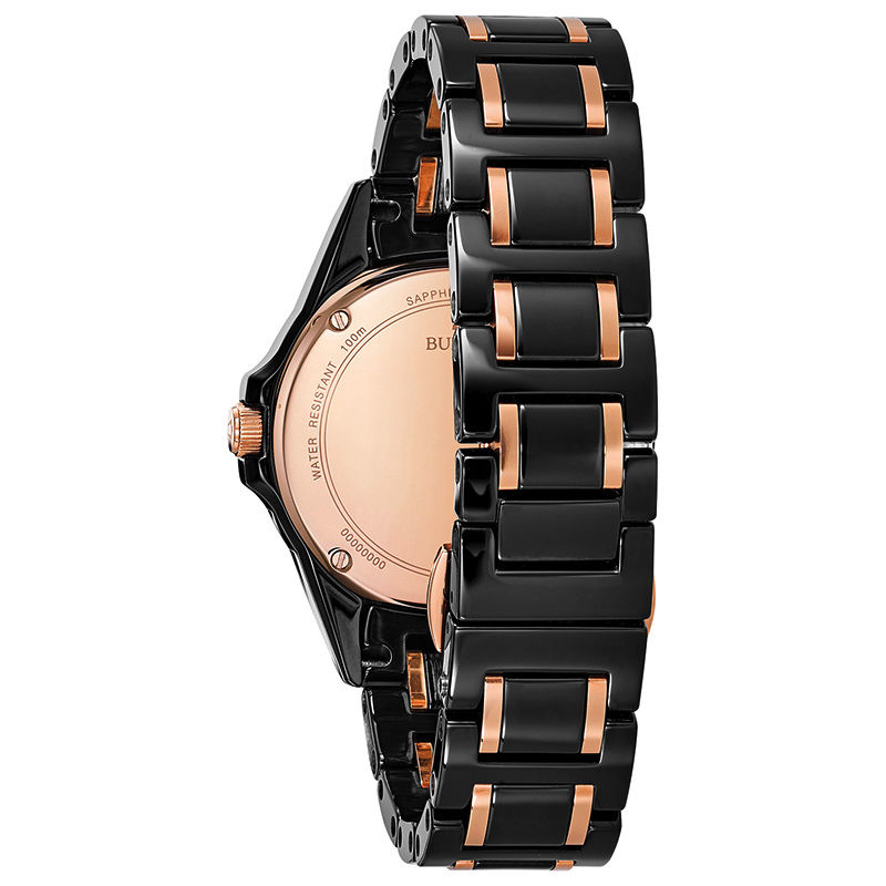 Main Image 3 of Ladies' Bulova Marine Star Diamond Accent Two-Tone Ceramic Watch with Black Mother-of-Pearl Dial (Model: 98R242)