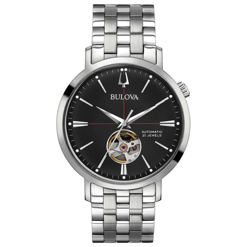 Main Image 1 of Men's Bulova Automatic Watch with Black Dial (Model: 96A199)