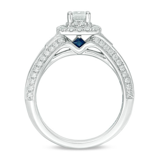 Vera Wang Love Collection 1-1/5 CT. T.W. Emerald-Cut Diamond and Blue ...