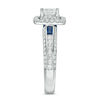 Thumbnail Image 4 of Vera Wang Love Collection 1-1/5 CT. T.W. Emerald-Cut Diamond and Blue Sapphire Engagement Ring in 14K White Gold
