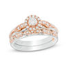 Thumbnail Image 0 of 3/8 CT. T.W. Diamond Frame Interlocking Bridal Set in 10K Two-Tone Gold