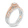 Thumbnail Image 2 of 3/8 CT. T.W. Diamond Frame Interlocking Bridal Set in 10K Two-Tone Gold