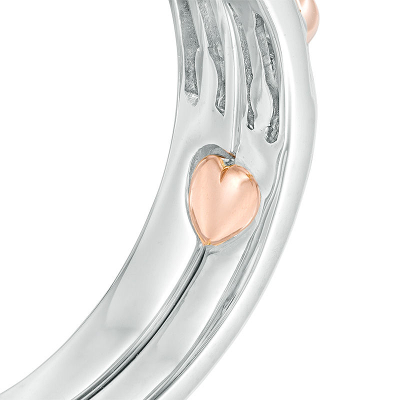 Main Image 4 of 3/8 CT. T.W. Diamond Frame Interlocking Bridal Set in 10K Two-Tone Gold