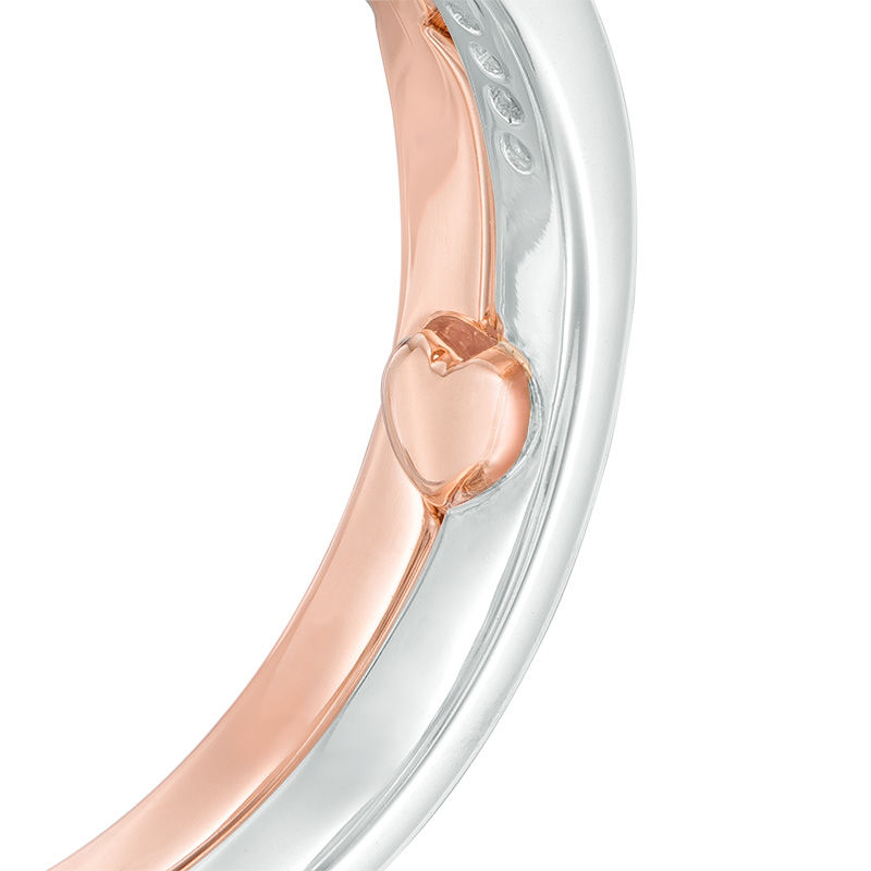 Main Image 4 of 1/2 CT. T.W. Diamond Oval Frame Interlocking Bridal Set in 10K Two-Tone Gold