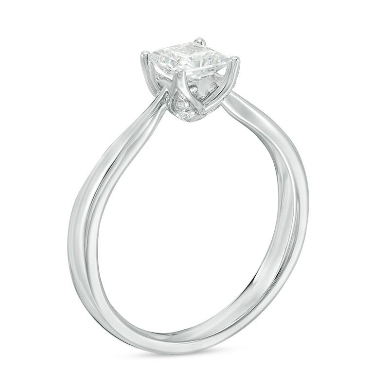 Main Image 2 of Love's Destiny by Zales 1/2 CT. T.W. Certified Princess-Cut Diamond Engagement Ring in 14K White Gold (I/I1)
