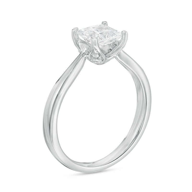 Main Image 2 of Love's Destiny by Zales 1 CT. T.W. Certified Princess-Cut Diamond Engagement Ring in 14K White Gold (I/I1)