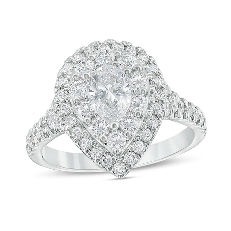 Love's Destiny by Zales 1-3/4 CT. T.W. Certified Pear-Shaped Diamond Frame Engagement Ring in 14K White Gold (I/SI2)