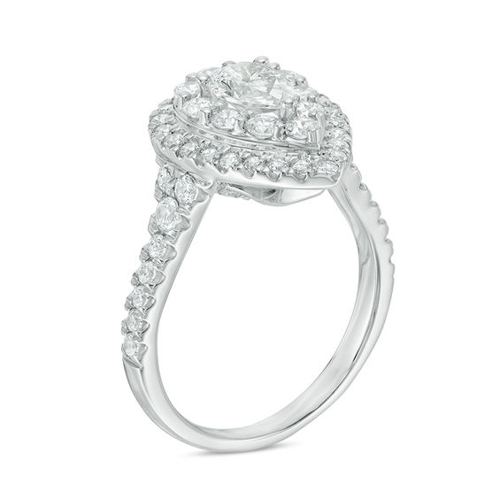 Love's Destiny by Zales 1-3/4 CT. T.w. Certified Pear-Shaped Diamond Frame Engagement Ring in 14K White Gold (I/Si2)
