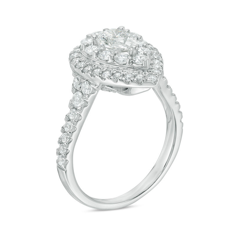 Love's Destiny by Zales 1-3/4 CT. T.W. Certified Pear-Shaped Diamond Frame Engagement Ring in 14K White Gold (I/SI2)