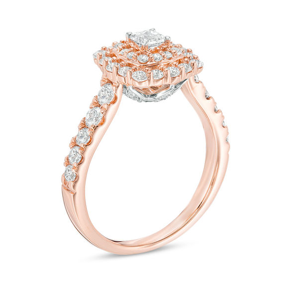 Love's Destiny by Zales 1-1/4 CT. T.w. Certified Princess-Cut Diamond Frame Engagement Ring in 14K Two-Tone Gold (I/I1)