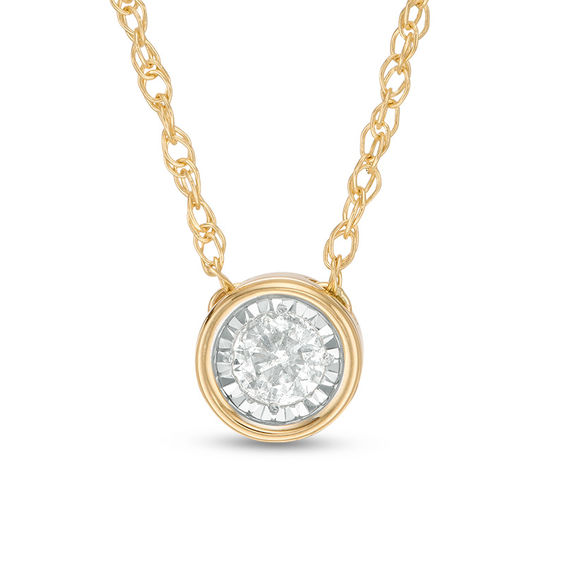 16 CT Diamond Bezel Set Solitaire Necklace in 10K Gold
