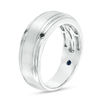 Thumbnail Image 2 of Vera Wang Men's 1/20 CT. T.W. Black Diamond Four Stone Wedding Band in 14K White Gold