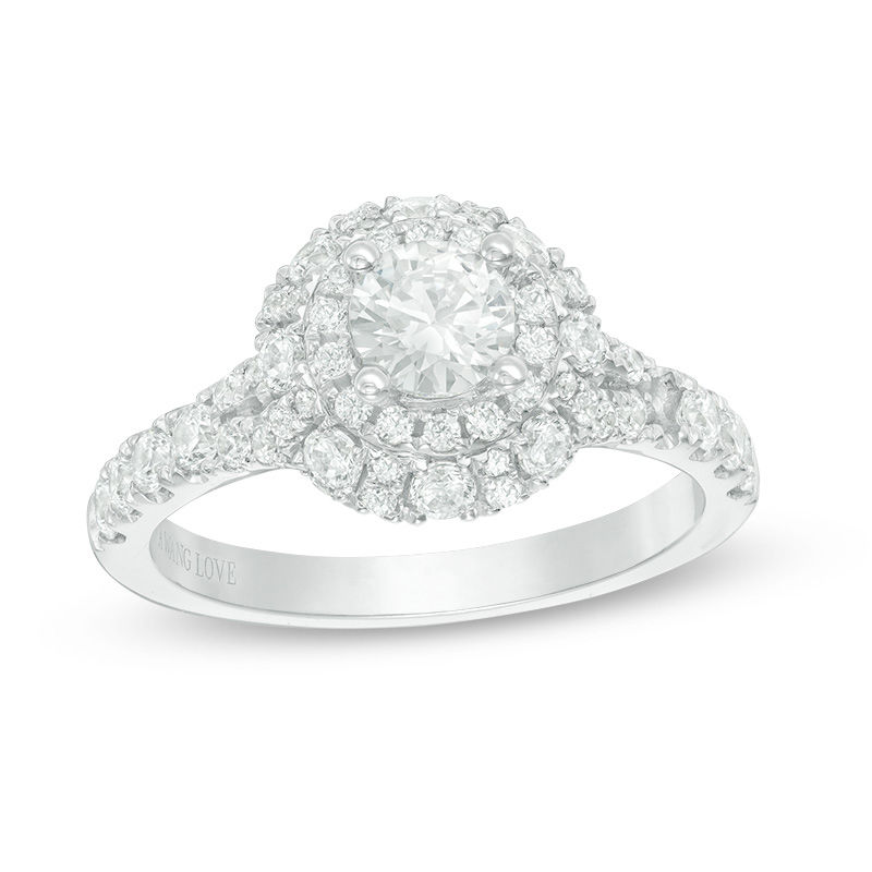 Main Image 1 of Vera Wang Love Collection 1-1/2 CT. T.W. Diamond Double Frame Engagement Ring in 14K White Gold