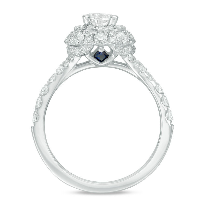 Main Image 3 of Vera Wang Love Collection 1-1/2 CT. T.W. Diamond Double Frame Engagement Ring in 14K White Gold