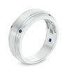 Vera Wang Love Collection Men's Blue Sapphire Four Stone Wedding Band in 14K White Gold