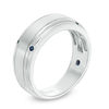 Thumbnail Image 2 of Vera Wang Men's Blue Sapphire Four Stone Wedding Band in 14K White Gold