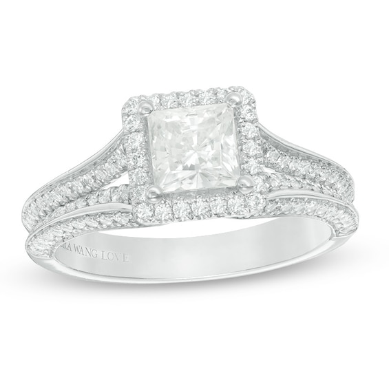 Vera Wang Love Collection 1-1/2 CT. T.w. Princess-Cut Diamond Frame Engagement Ring in 14K White Gold