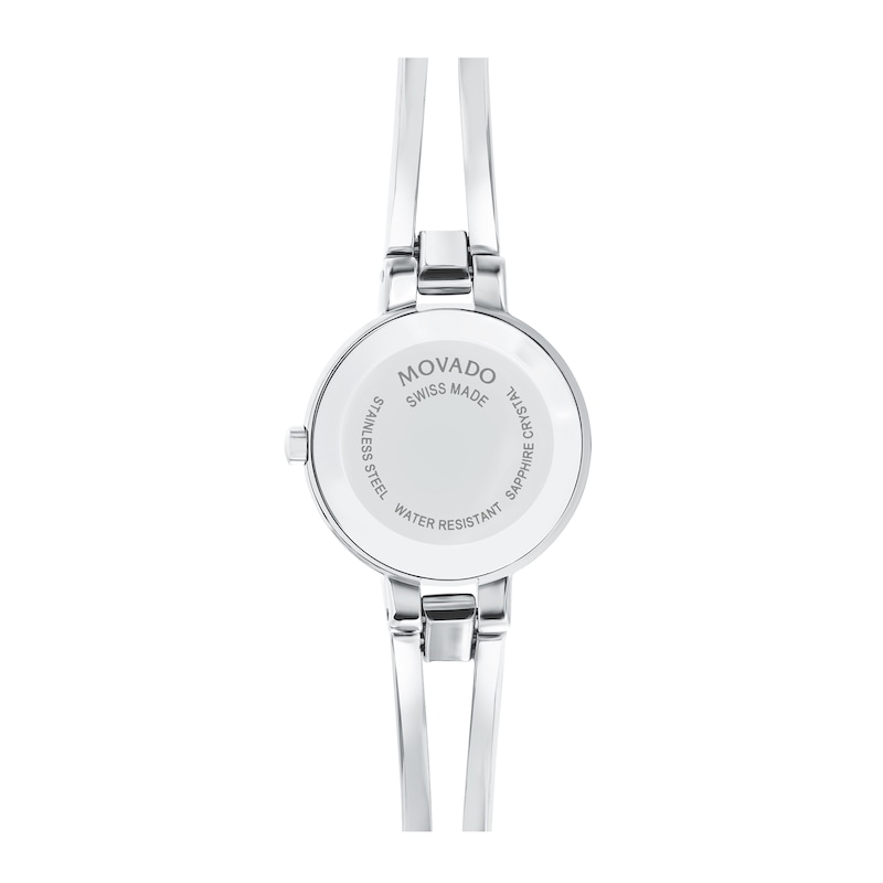 Main Image 3 of Ladies' Movado Amorosa® 1/15 CT. T.W. Diamond Bangle Watch with Black Dial (Model: 0607154)