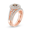 Thumbnail Image 1 of 1-1/4 CT. T.W. Enhanced Champagne and White Diamond Double Frame Vintage-Style Bridal Set in 14K Rose Gold