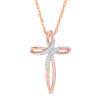 Thumbnail Image 1 of 1/20 CT. T.W. Diamond Loop Cross Pendant in Sterling Silver with 14K Rose Gold Plate