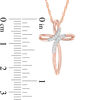 Thumbnail Image 2 of 1/20 CT. T.W. Diamond Loop Cross Pendant in Sterling Silver with 14K Rose Gold Plate