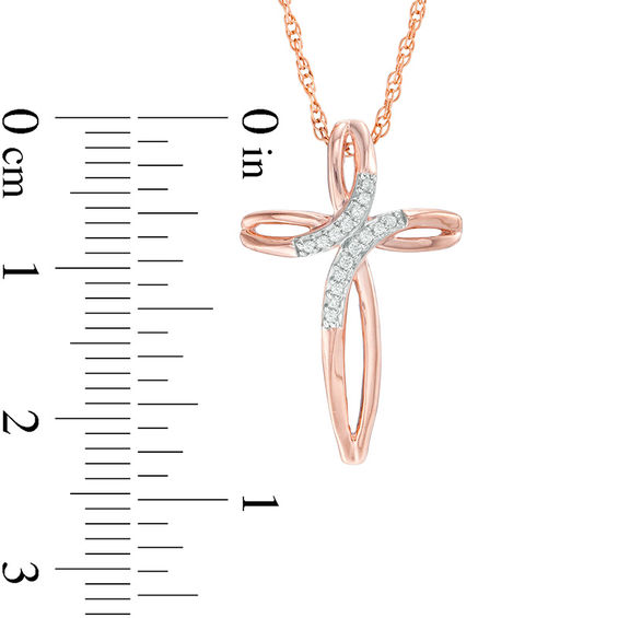 1/20 CT. T.w. Diamond Loop Cross Pendant in Sterling Silver with 14K Rose Gold Plate