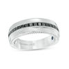 Thumbnail Image 1 of Vera Wang Men's 3/4 CT. T.W. Square-Cut Black Diamond Wedding Band in 14K White Gold