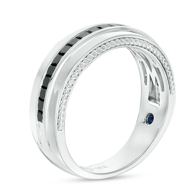 Main Image 2 of Vera Wang Men's 3/4 CT. T.W. Square-Cut Black Diamond Wedding Band in 14K White Gold