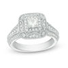 Thumbnail Image 1 of Vera Wang Love Collection 1 CT. T.W. Princess-Cut Diamond Frame Vintage-Style Engagement Ring in 14K White Gold