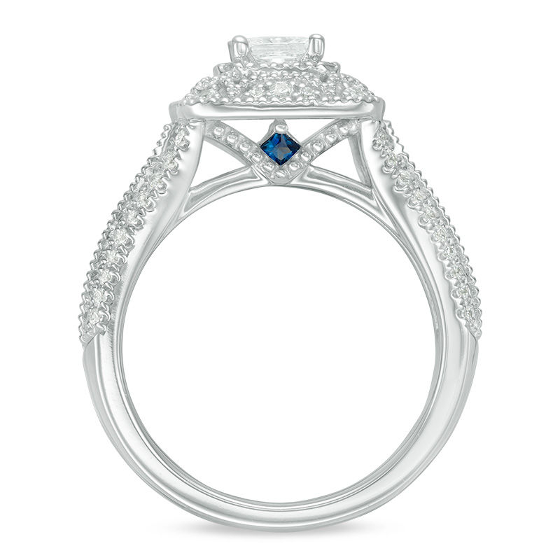 Main Image 3 of Vera Wang Love Collection 1 CT. T.W. Princess-Cut Diamond Frame Vintage-Style Engagement Ring in 14K White Gold